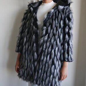 Faux Fur Fuzzy Soft Black Hooded Lined Stylish Jacket | Unique Fashion Jacket